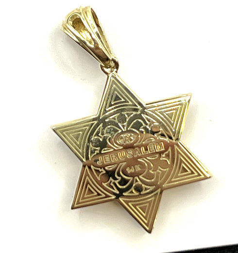 14K Gold & Diamond With Blue Enamel Star of David Necklace